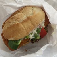 Vegan fish sandwich to go  at Fischkutter Ocean II in Stralsund
