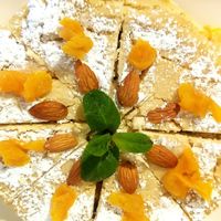 Vegan tofu cake with 
dried apricots at Veg Mama Made in Yerevan