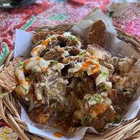 Super cheesy basket with some chili sauce   at Earth Tone in Pai