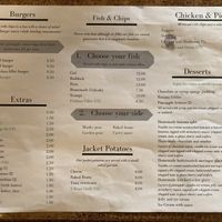 The menu  at Coastguard Cafe in Hayling Island