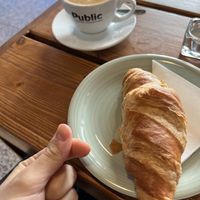 Vegan croissant & oat milk flatwhite  at Maria Café in Hamburg