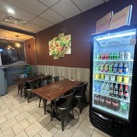 Seating & drinks  at Veggie Crust in Norwood