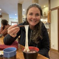 Sticky mochi and red bean dessert  at YoKaTen  in Koya