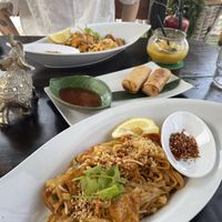 Pad Thai with tofu and spring rolls  at SA•WAD•DEE in Gran Canaria