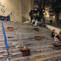 The famous outdoor staircase of The Food Temple. at The Food Temple in Lisbon