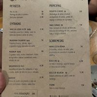 Menu  at The Food Temple in Lisbon