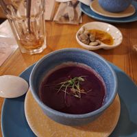 Sweetpotato Soup with pepper cream at The Food Temple in Lisbon