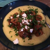 polenta with mushrooms and vegan feta at The Food Temple in Lisbon