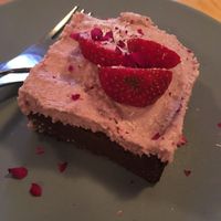 Chocolate and raspberry cake at The Food Temple in Lisbon