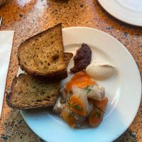 Bread and houmous at Palm Greens & Soul in East London