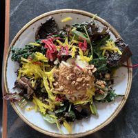 Miso mushroom saladd  at Palm Greens & Soul in East London