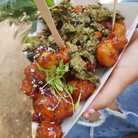 Fried BBQ cauliflower with herbs at Wild Food in Barcelona