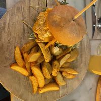 Tofu (chicken) burger   at Wild Food in Barcelona