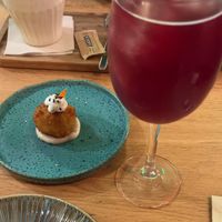 croquette + tinto de verde  at Wild Food in Barcelona