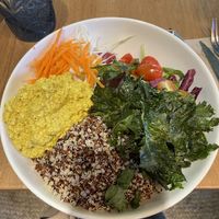 Protein bowl with scrambled tofu   at Wild Food in Barcelona