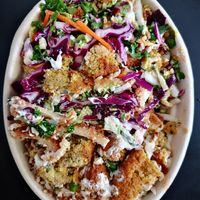 All 3 available vegan salads in one tub at Soul Origin in Rockingham