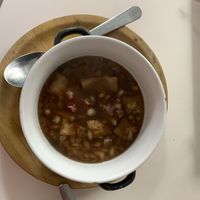 Black lentil soup  at Restaurante Puerta del Edén in Cadiz