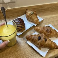 Golden milk, pain au chocolat, 3 croissants   at Nepá in Milan