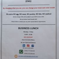 Menu at De Rama Cafe, Bar & Restaurant in Baku