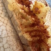 Tapa of bread with potato  at Viva Chapata in Madrid