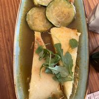 Spanish tortilla with fried w’zucchini  at Viva Chapata in Madrid