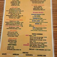 Drinks menu at Viva Chapata in Madrid