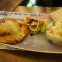 Arepa con burger beyond  at Viva Chapata in Madrid