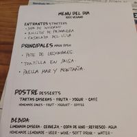 Menu special at Viva Chapata in Madrid