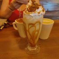 Chai latte, regular latte and biscoff milkshake at Rock Pool Cafe in Bideford