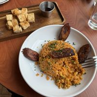 Jollof rice with tofu (couldn’t get a pic before I started)  at Essence Vegan and Vegetarian - Maybe closed in Pittsburgh