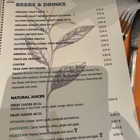 The menu   at Artemisa Sol in Madrid