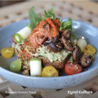Avocado toast with kimchi  at Kynd Kulture in Bangkok