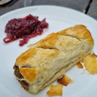 Vegan sausage roll at The Wild Oak Cafe in Llanidloes