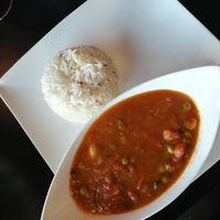 Mushroom Matar Curry & Basmati Rice (special) at The Soup Stop in Hobart