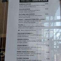 Menu at The Deli in Brighton
