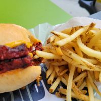 Vegan Burger & Fries at QueenBurger in Durham