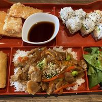 Chicken lunch bento box  at Vegan Shoku in Vancouver