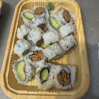 Inari rolls, avocado rolls  at Vegan Shoku in Vancouver