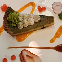 Matcha cheesecake at Vegan Shoku in Vancouver