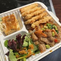 Chicken bento box  at Vegan Shoku in Vancouver