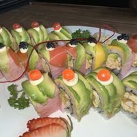 Green dragon roll and Rainbow rolls   at Vegan Shoku in Vancouver