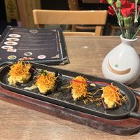 Eggplant salmon   at Vegan Shoku in Vancouver