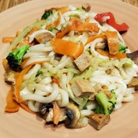 "Chicken" Yakima udon at Vegan Shoku in Vancouver