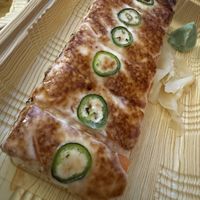 Vegan salmon avocado oshi  at Vegan Shoku in Vancouver