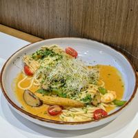 Vegan Singapore Laksa Spaghetti at SIN - Greendot Plus - Jewel in East Singapore