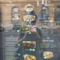 The menu with the vegan options clearly labeled at Chef Falafel in Neuchatel