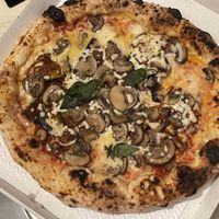 Vegan margherita with double mushrooms and double aubergines  at Sacro Dough Pizza in North West London