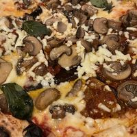 Vegan margherita with double mushrooms and double aubergines  at Sacro Dough Pizza in North West London