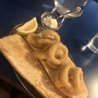 Bocata de calamares con veganesa (6€)  at B13 Bar in Madrid