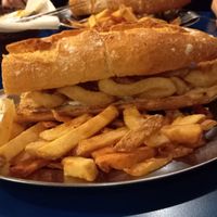 Bocadillo de nocalamares con mayo. Muy bueno at B13 Bar in Madrid